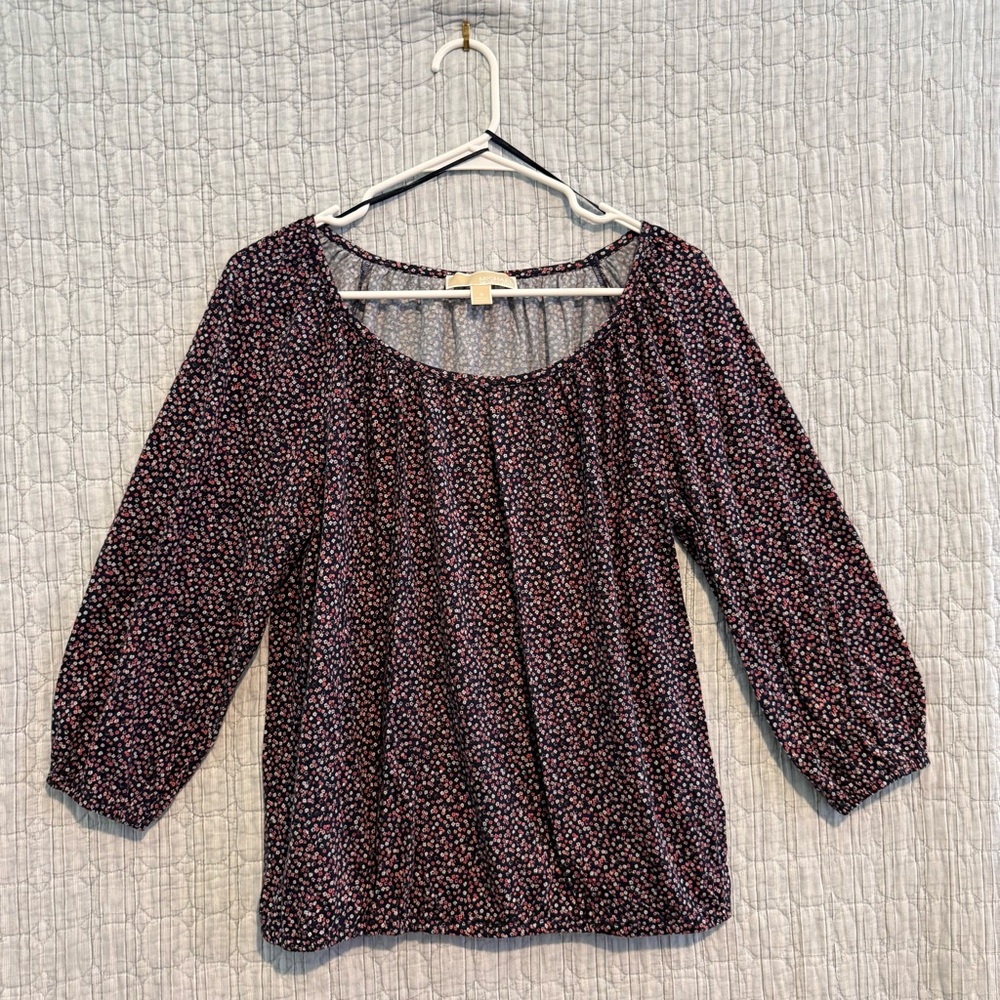 Michael Kors Black and Pink Floral Blouse